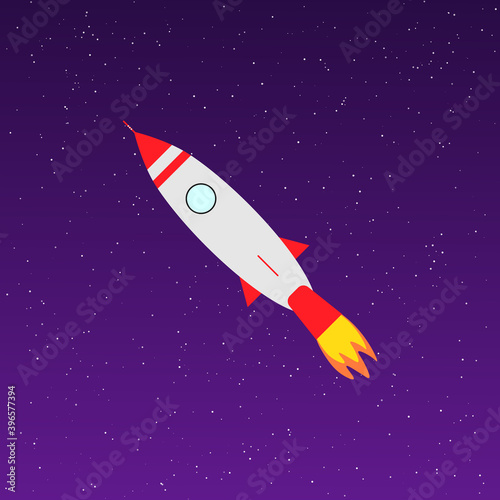 Rocket in night sky background