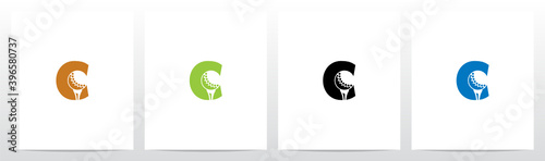 Golf Ball On Letter Logo Design C