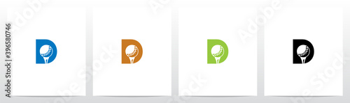 Golf Ball On Letter Logo Design D