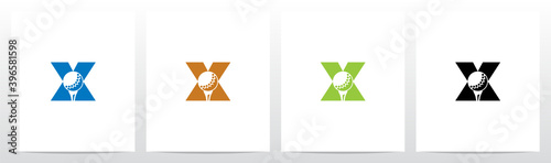 Golf Ball On Letter Logo Design X