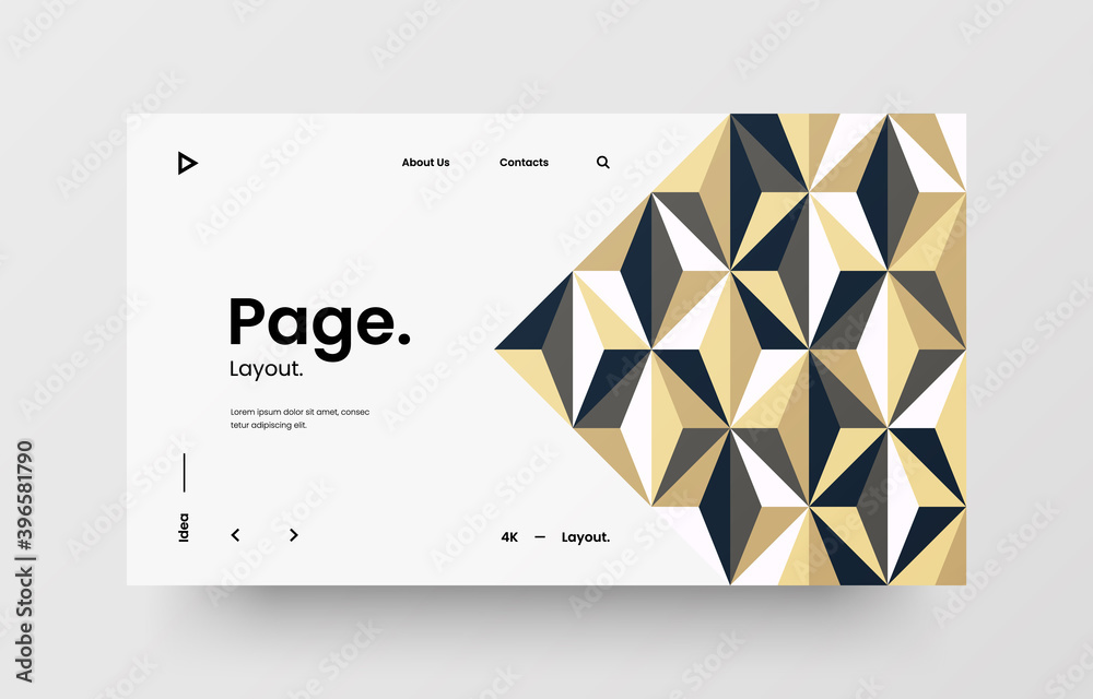 Fototapeta premium Creative horizontal website screen part for responsive web design project development. Abstract geometric pattern banner layout mock up. Corporate landing page block vector illustration template.