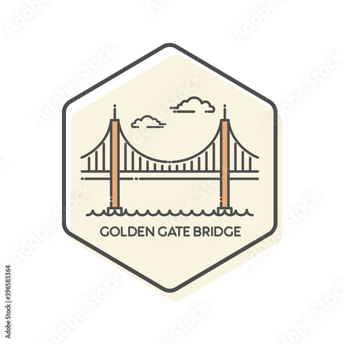 Golden Gate Bridge - San Fransisco, USA Lineal Icon.  Landmarks Building Icon Vector illustration