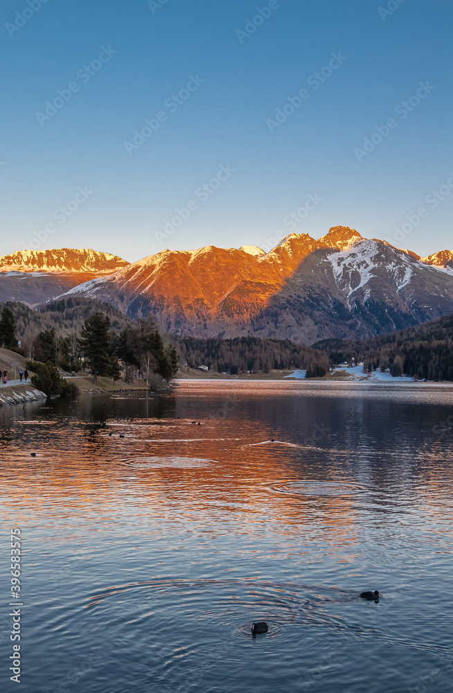 Sunset at the swiss Lake St.Moritz