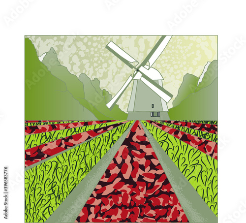  Landscape in the red and green tones