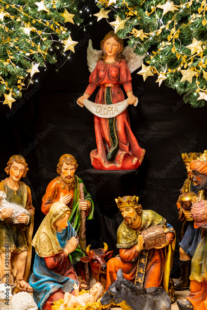 Fototapeta premium Close up for a Decorated Christmas tree. Holiday Background.