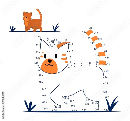 Dot to dot game for kids homeschooling. Coloring page for children education.