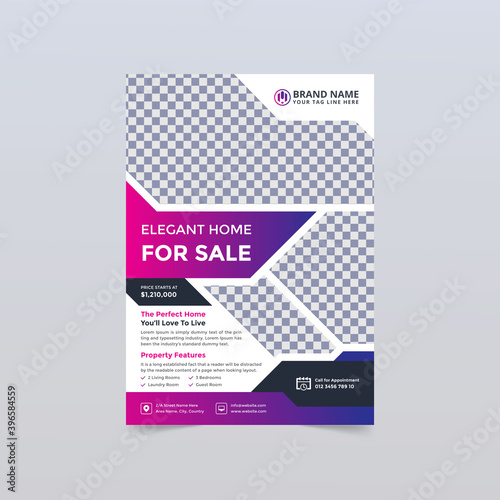 Real estate flyer for business , purple color flyer, service flyer for business 