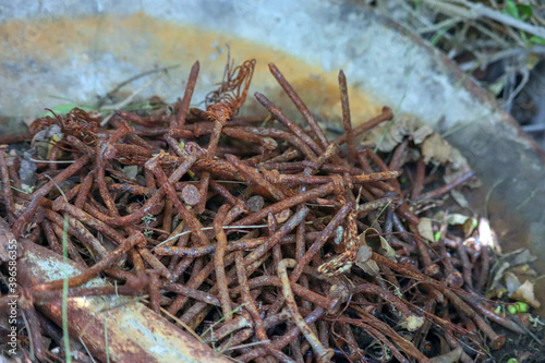 group of brown nails or panel Pin Nails in outdoors