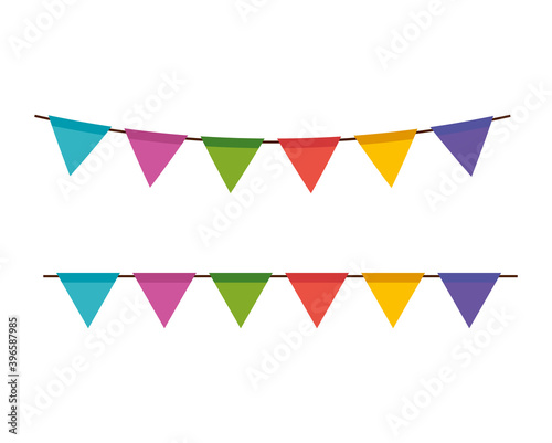 garlands party colors decoration hanging vector illustration design