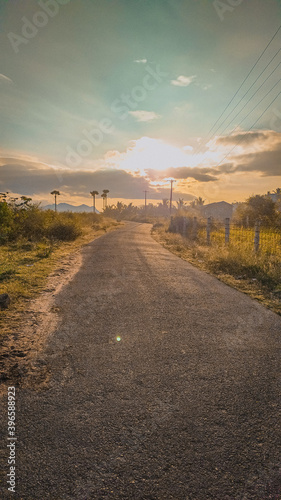 pleasent morning on a rural empty road