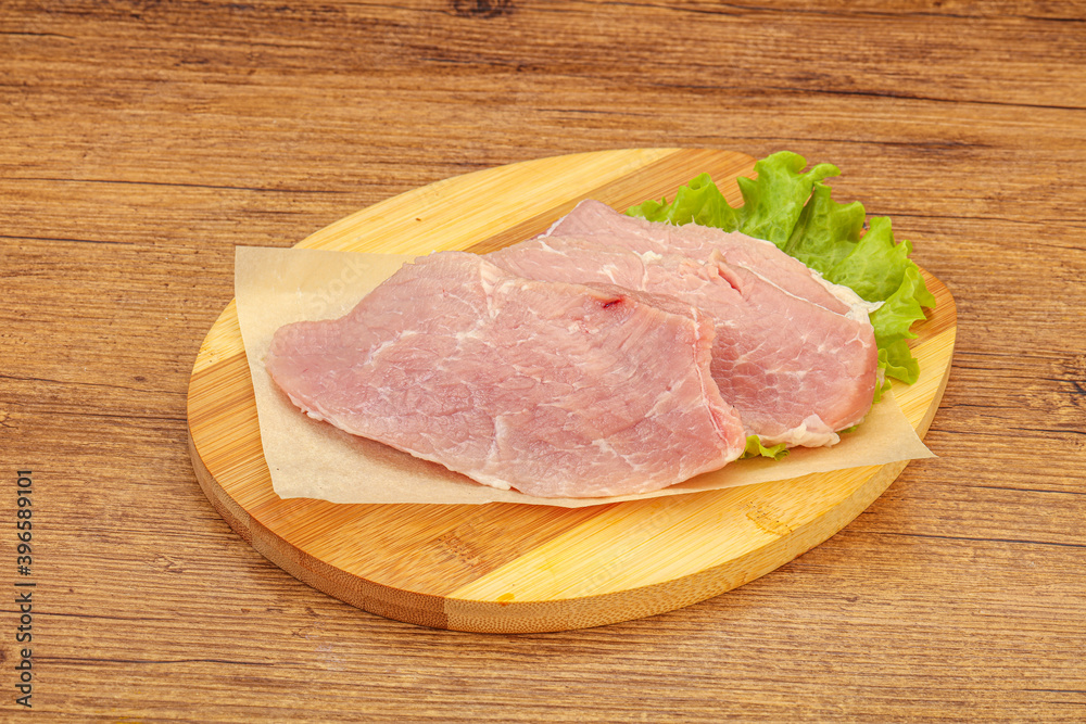 Raw pork steak for cooking