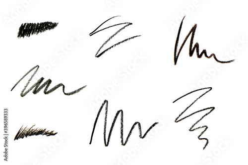 Cosmetic pencil samples isolated on a white background