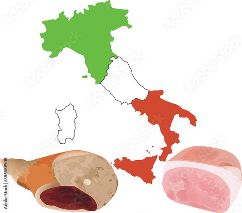 Italian raw and cooked ham