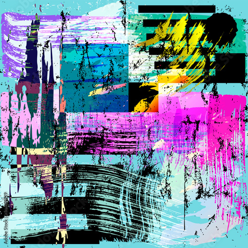 abstract background composition, with stripes, paint strokes and splashes, grungy