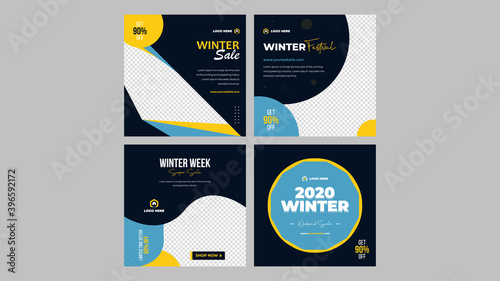 Editable set of Instagram post design. Winter sale social media post template.
Big sale promotion social media Instagram post. promo sale offer vector post. 
web template. winter super sell post
