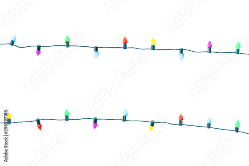 Christmas lights string isolated on white background with clipping path