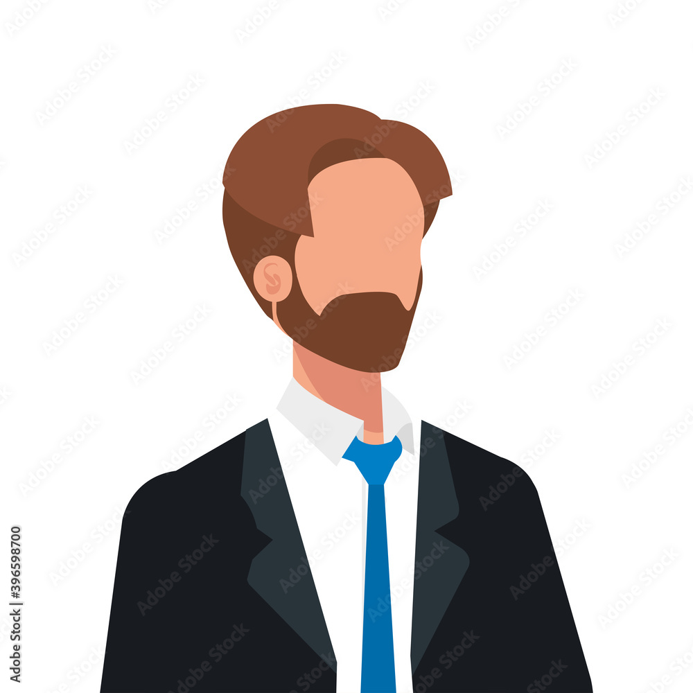 elegant business man bearded character vector illustration design