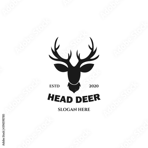 head deer vintage logo vector illustration template design