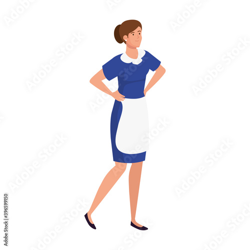 chambermaid female worker standing character vector illustration design
