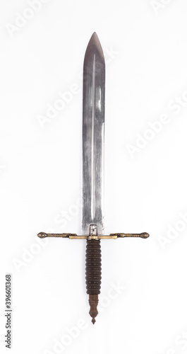 medieval sword with sharp blade isolated on white background