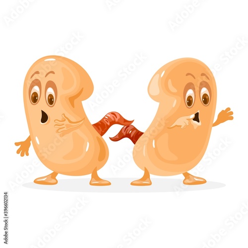 Cute character with face emotion, legs and hands. Vector anatomy of human body and health functioning of organism. Medicine and healthcare idea isolated on white background