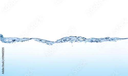 Water surface and bubbles against white background