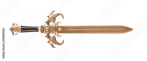 Photography golden sword isolated on white background