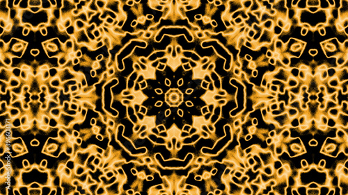 Abstract symmetric kaleidoscope background ornament with yellow wool elements
