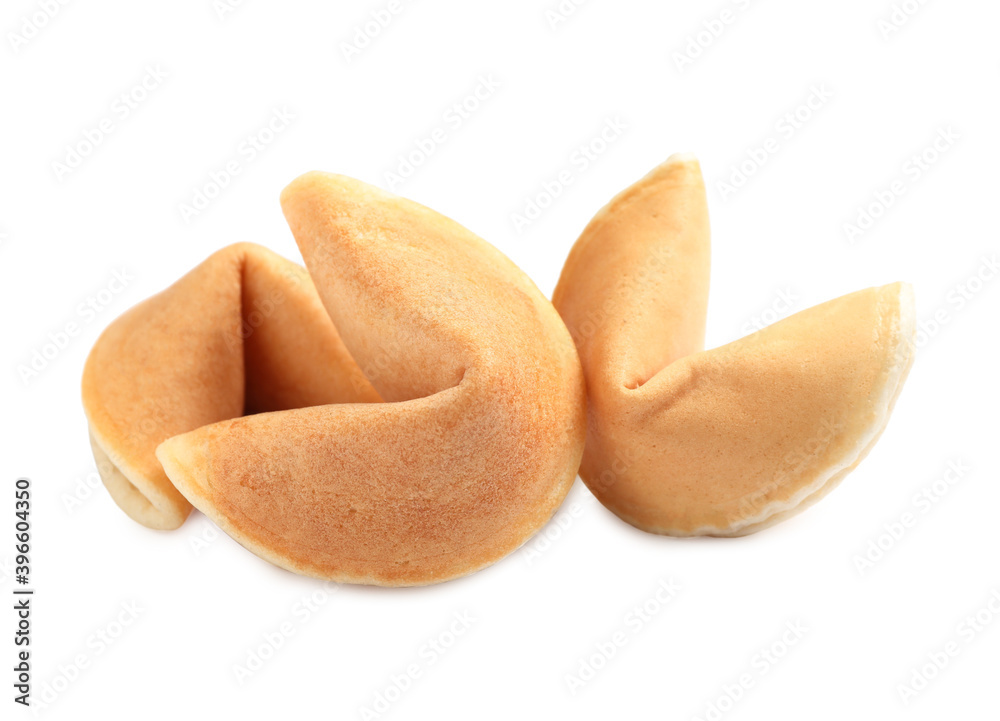Tasty traditional fortune cookies on white background Tasty traditional fortune cookies on white background