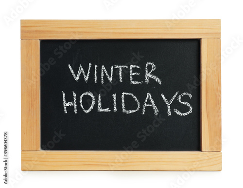 Blackboard with text Winter Holidays isolated on white