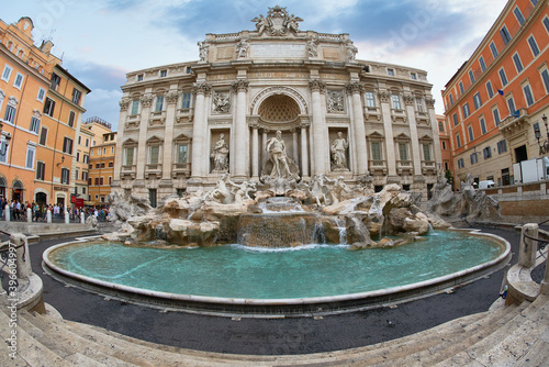 Front view of famous Fontana Di Trevi, Rome, Italy, Europe