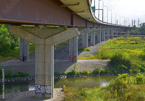 Highway Estacade in Ostrava Svinov. D1 motorway is the main road link in the Czech Republic photo