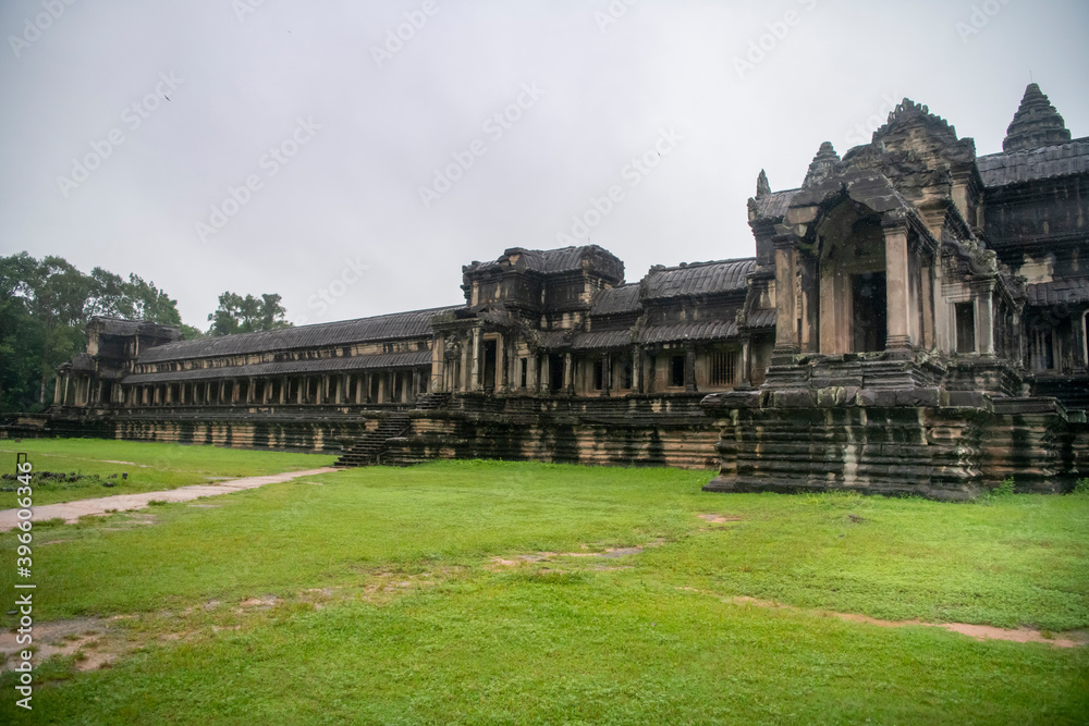 Angkor Wat is the largest temple in the world, it rains in the rainy season (Cambodia, 2019)