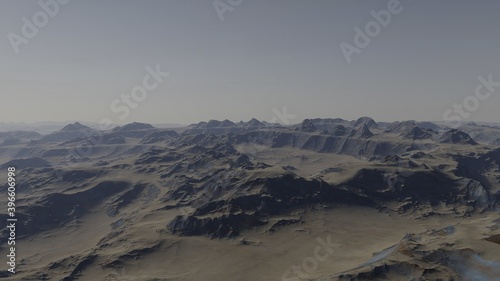 science fiction illustration, alien planet landscape, view from a beautiful planet, beautiful space background 3d render