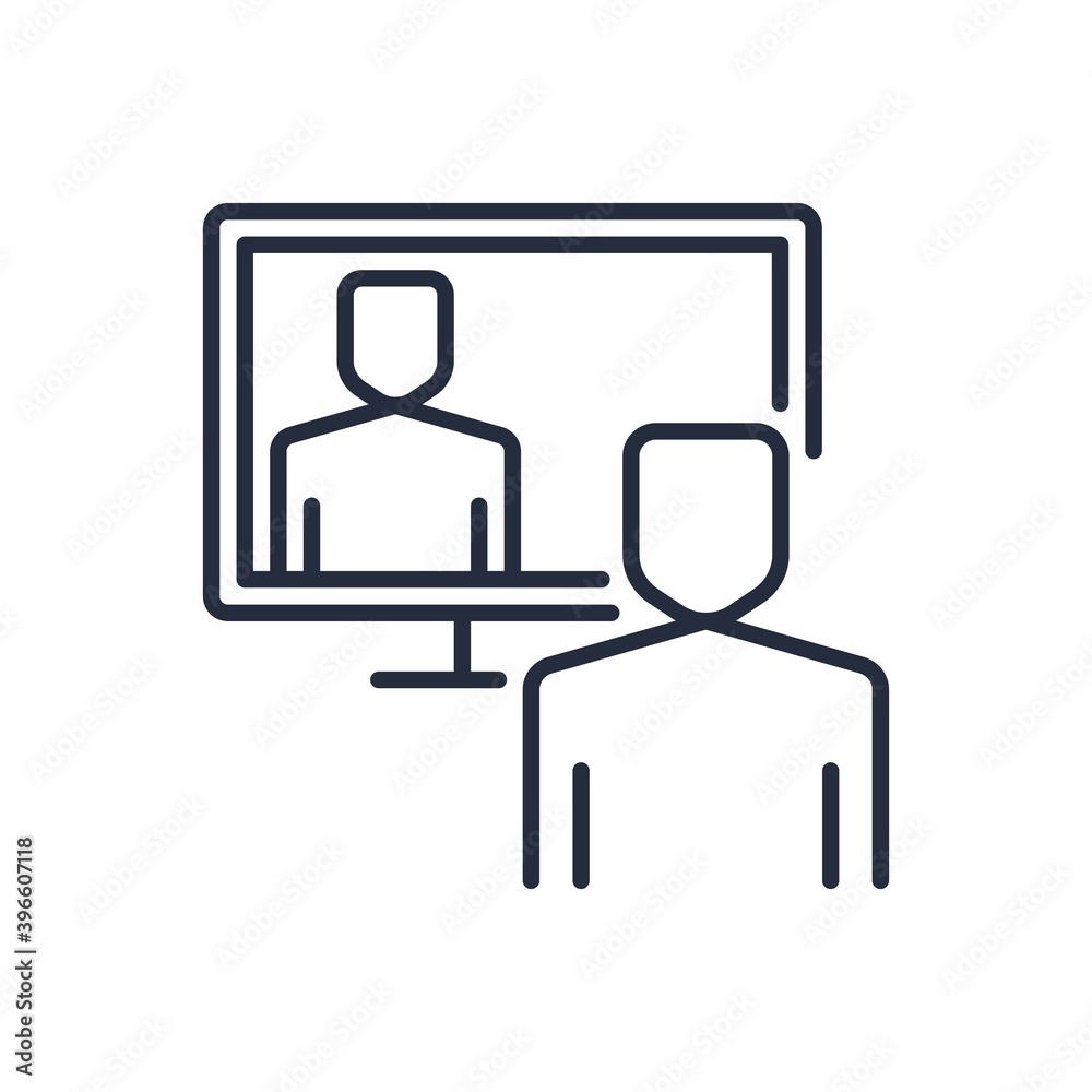 Online meeting, video conference, virtual training icon. Remote work or school concept vector illustration. Online meeting, video conference, virtual training icon. Remote work or school concept vector illustration.