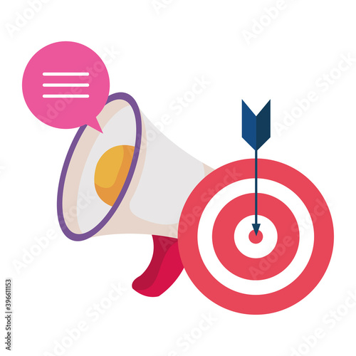 megaphone and target with arrow success icon vector illustration design