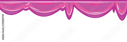 Beads of pink liquid. The paint runs off thickly. Jelly. The drops slide. The isolated object on a white background. Frame. Vector