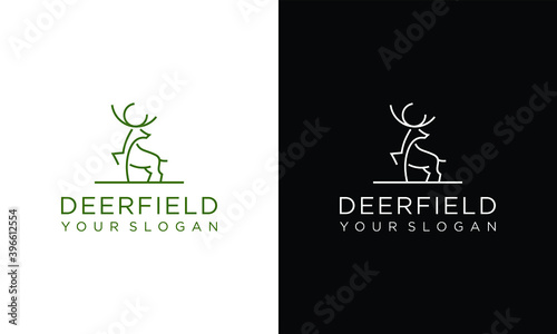 outline deer line art logo vector icon