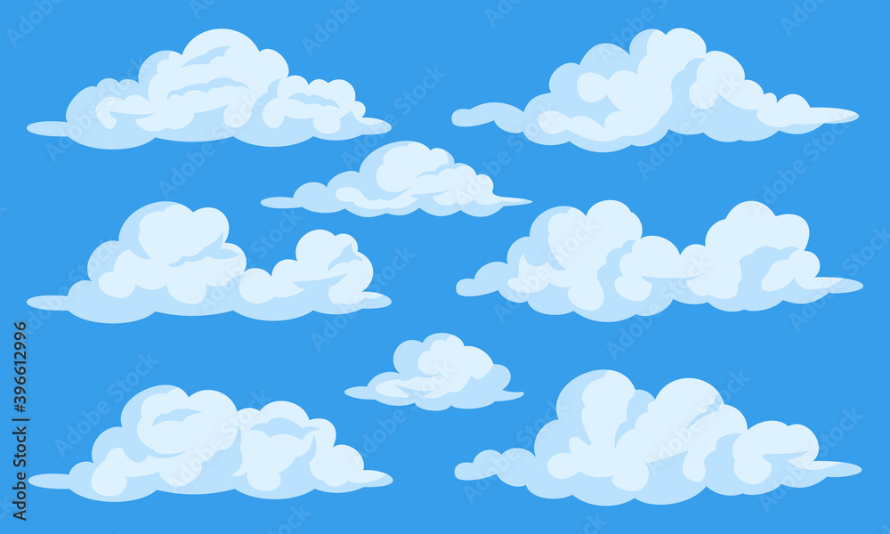 Set of cartoon clouds Set of cartoon clouds