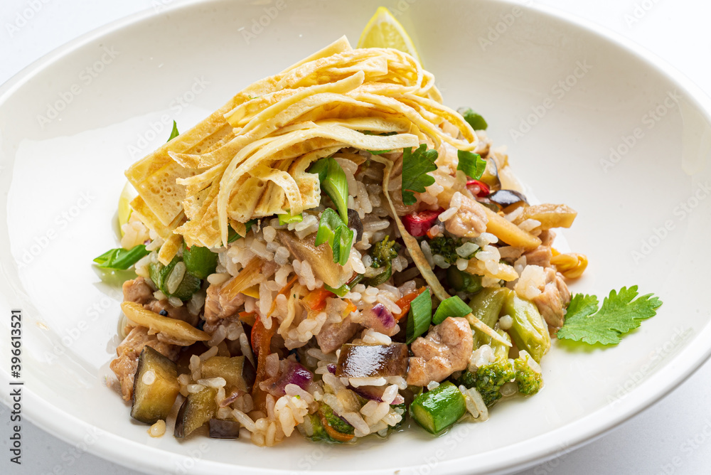 fried rice with eat and vegetables fried rice with eat and vegetables
