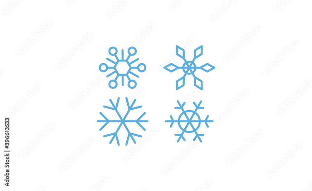 Snowflake icons. Set of snow flake linear symbols. Christmas winter time. Snowflake icons. Set of snow flake linear symbols. Christmas winter time.