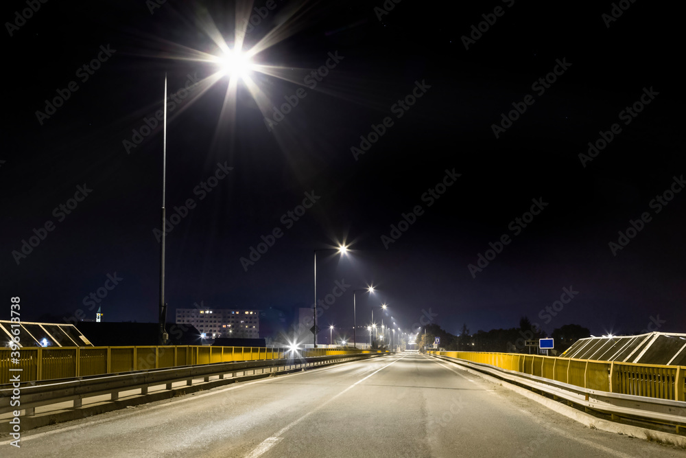 road bridge with modern LED illuminated at night
