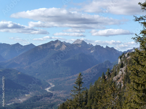 Mountain hiking tour to Sonnenberg mountain ridge, Bavaria, Germany