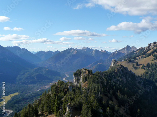 Mountain hiking tour to Sonnenberg mountain ridge, Bavaria, Germany photo