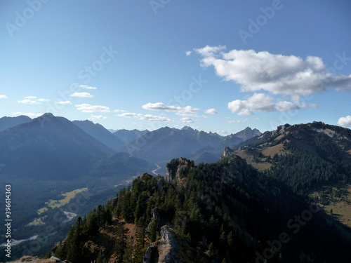 Mountain hiking tour to Sonnenberg mountain ridge, Bavaria, Germany