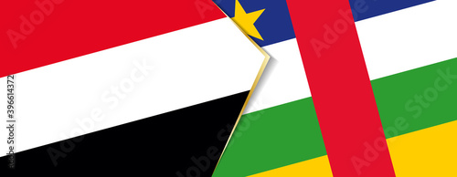 Yemen and Central African Republic flags, two vector flags.