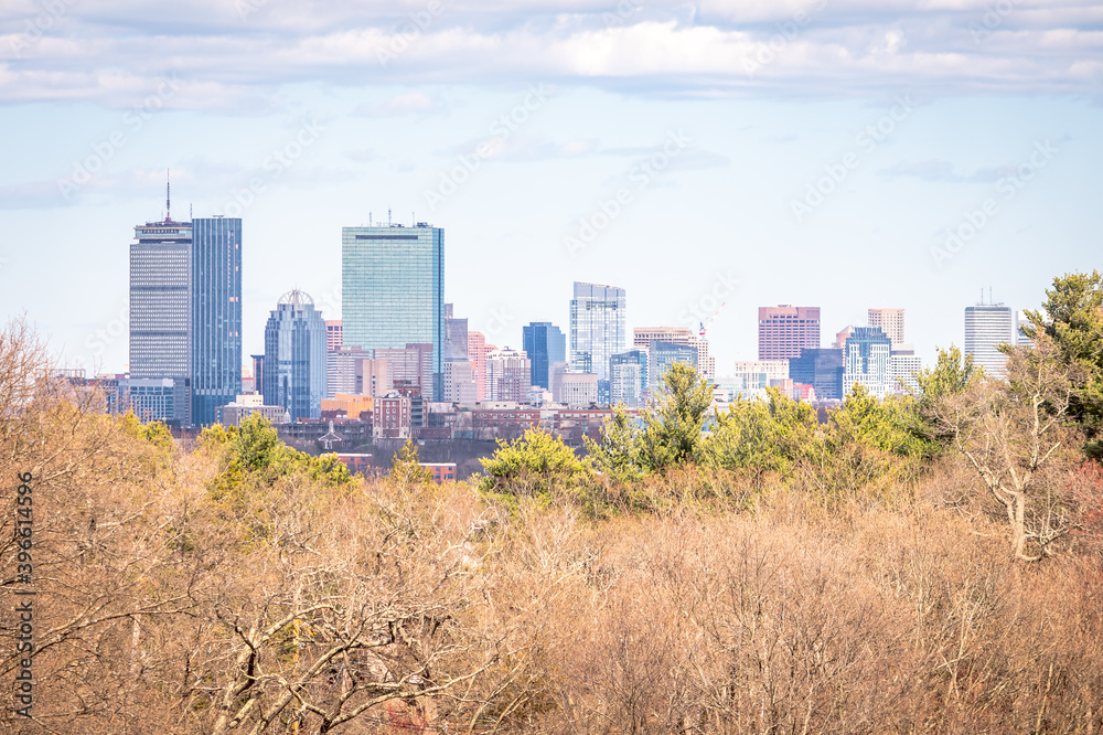 The Boston skyline from a hill in Brookline The Boston skyline from a hill in Brookline