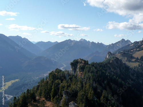 Mountain hiking tour to Sonnenberg mountain ridge, Bavaria, Germany photo
