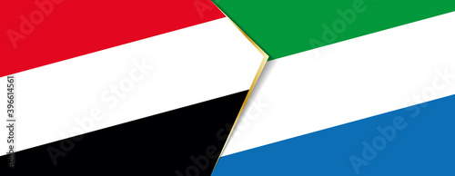 Yemen and Sierra Leone flags, two vector flags.