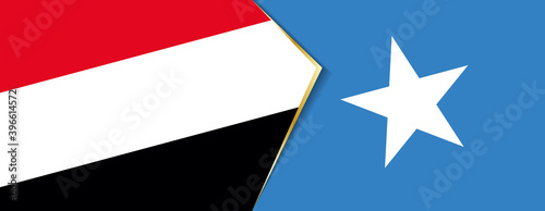 Yemen and Somalia flags, two vector flags. photo